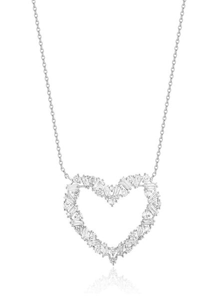 Design Heart 14K White Gold Diamond Women's Necklace