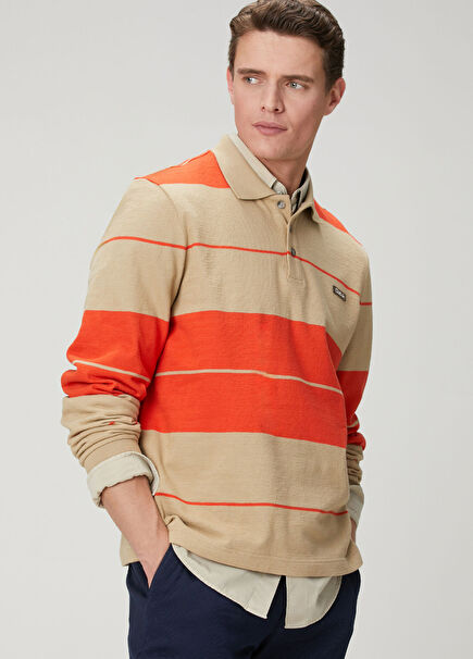 Mink Comfort Fit Striped Polo T-Shirt