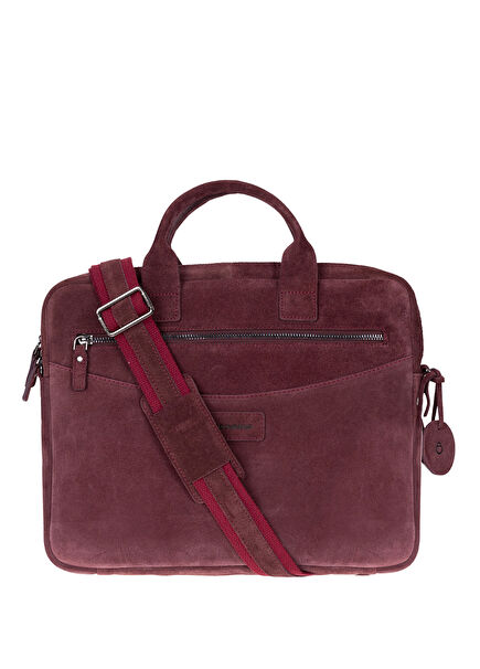 Burgundy Still Bordo Süet Deri 13-14" MacBook Laptop Çantası