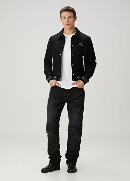 Siyah Yıpratma Detaylı Jean Pantolon