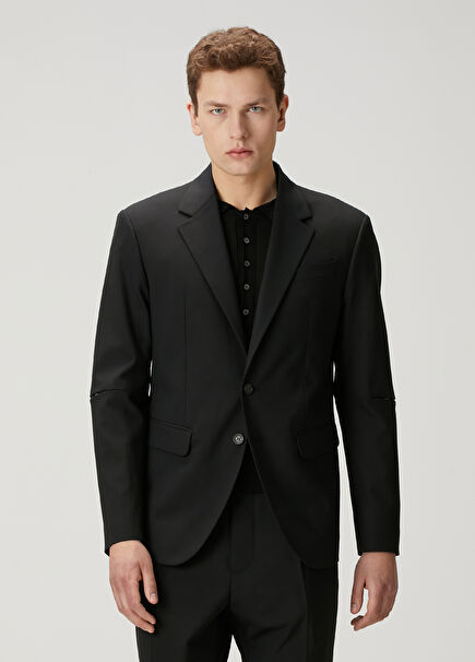 Black Sleeves Agraf Detail Jacket