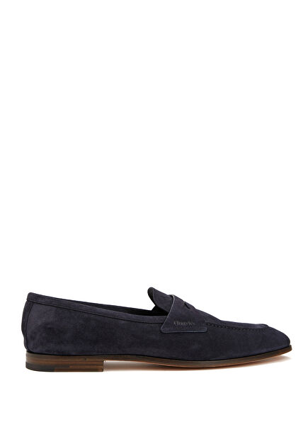 Navy Blue Men's Suede Loafers