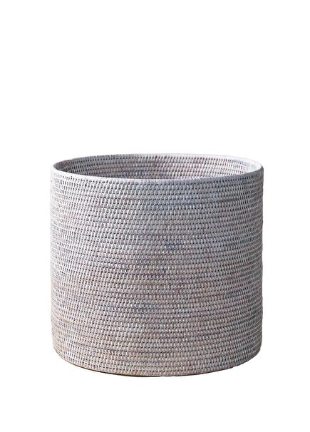 Beyaz L Rattan Saksı