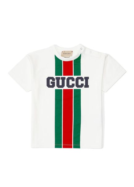 Beyaz Logo Baskılı Erkek Bebek T-shirt