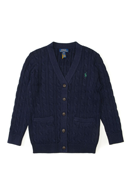 Lacivert Örgü Dokulu Kız Çocuk Hırka