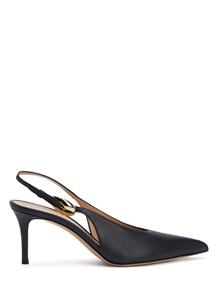 Navy Blue Leather Heels