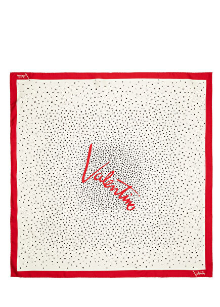 Cream Red Polka Dot Women's Silk Scarf