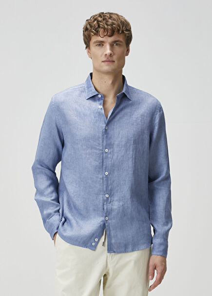 Indigo Keten Gömlek