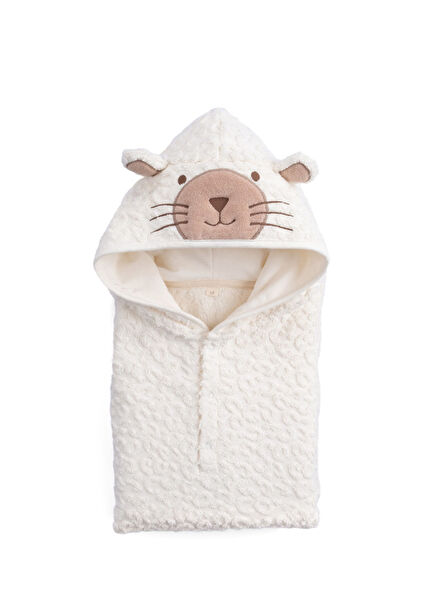 Leopard Print Ecru Organic Cotton Baby Towel Poncho