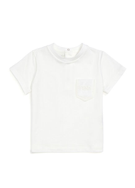 White Logo Embroidered Baby Girl T-shirt