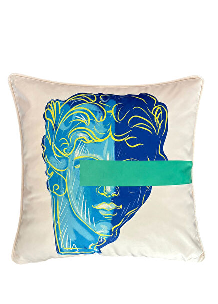 Pop Art "Blindfold" David Patterned Velvet Decorative Cushion Cover 50 x 50 cm