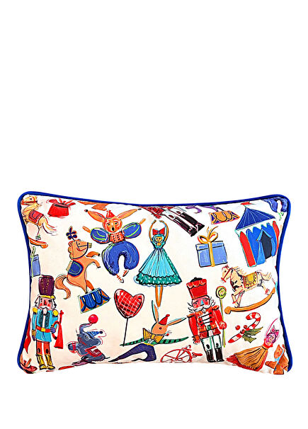 Circus Nutcracker Patterned Velvet Decorative Cushion Cover 35 x 50 cm