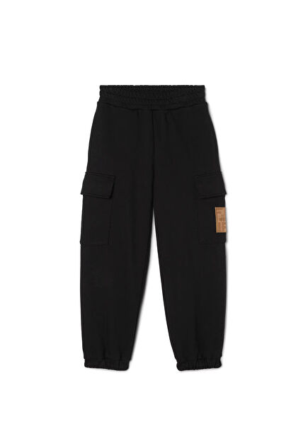 Black Logo Unisex Kids' Cargo Pants
