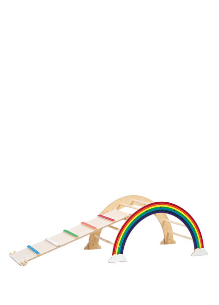 Montessori Pikler Rainbow Vibrant Colors Wooden Stair Ramp Activity Climbing Set