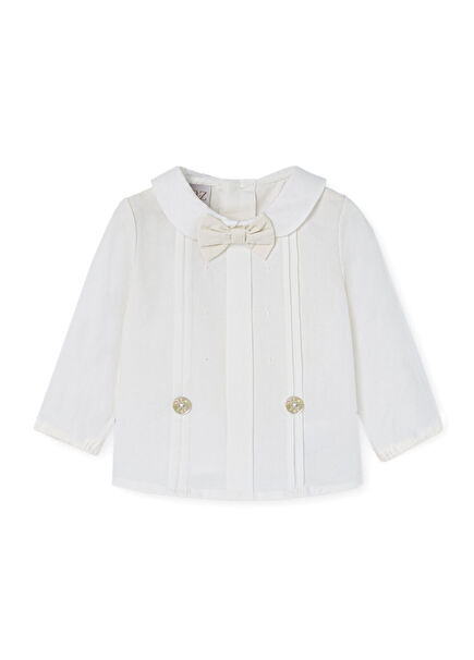 Ceromony Cream Color Cotton Unisex Baby Shirt Blouse