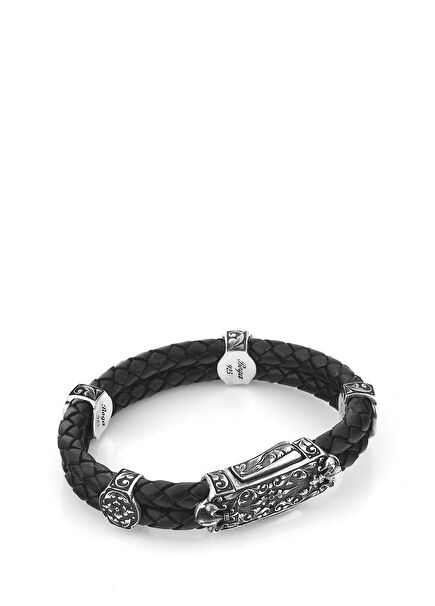 Single Lock Curved Xl Men's Silver Bracelet