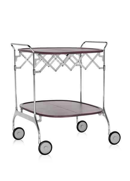 Gastone Mat Mürdüm Metal Tekerlekli Servis Masası 23 x 90 cm