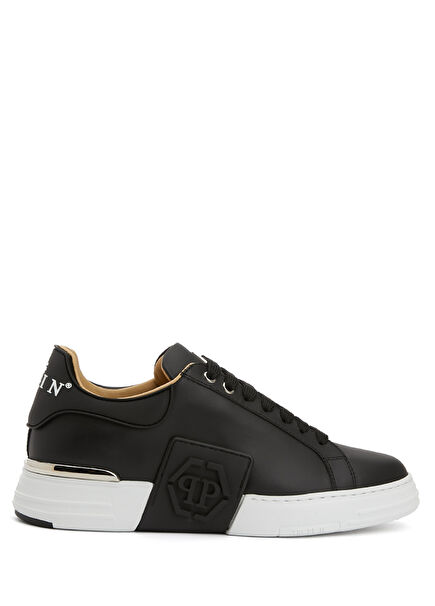 Black White Men's Leather Sneakers