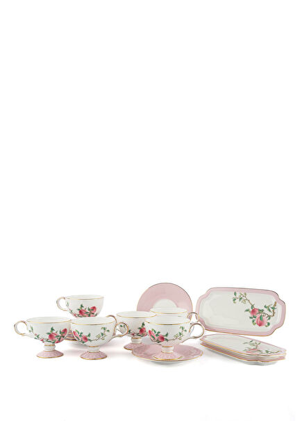 Peachy Porcelain 15 Pieces 6 Piece Coffee Cup Set