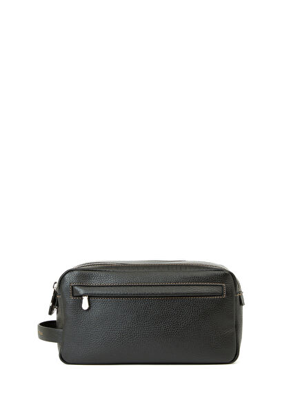 Black Leather Shaving Bag