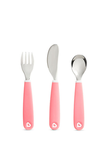 Splash-Proof Pink Children's Cutlery Set