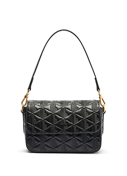 Maheki Monogram Siyah Deri Kadın Omuz Çantası