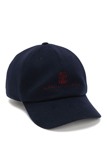 Navy Logo Embroidered Men's Cashmere Hat