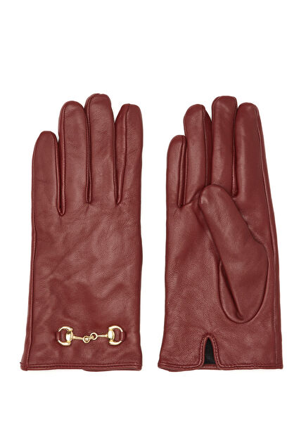 Bordo Kadın Deri Eldiven