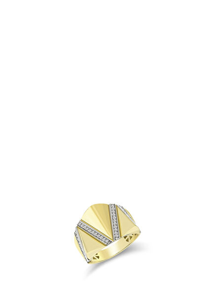 Galaxy Asymmetrical Diamond 14K Yellow Gold Women Ring