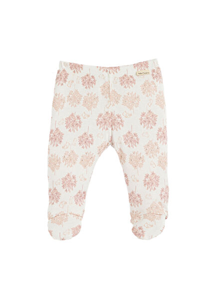 Secret Garden Patikli Ekru Yenidoğan Kız Bebek Pantolon 