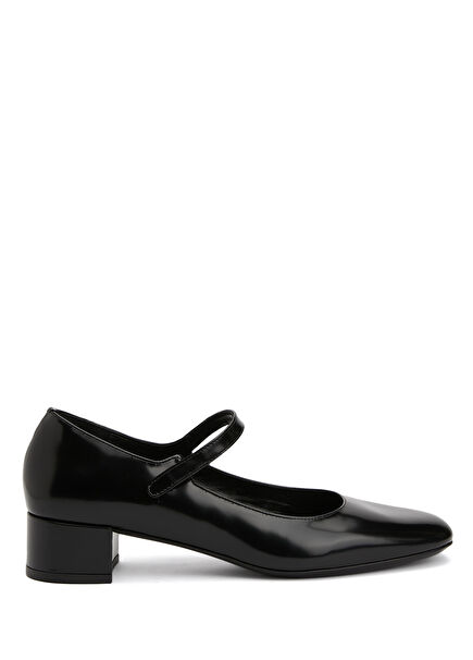 Ginny Black Leather Heels