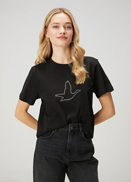 Siyah Zincir Logolu T-shirt