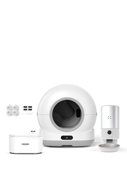 Smart Automatic Cat Toilet Steel Food Bowl and Water Dispenser Set of 4 Pet Products