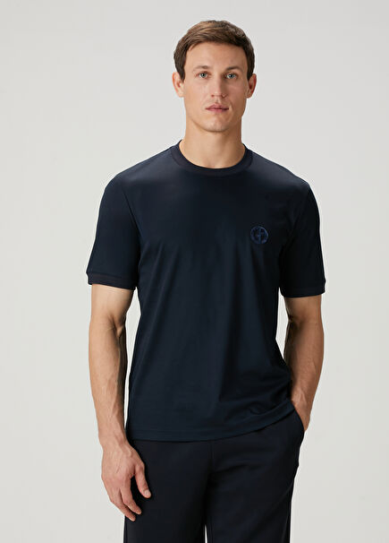 Lacivert Logo Nakışlı T-shirt