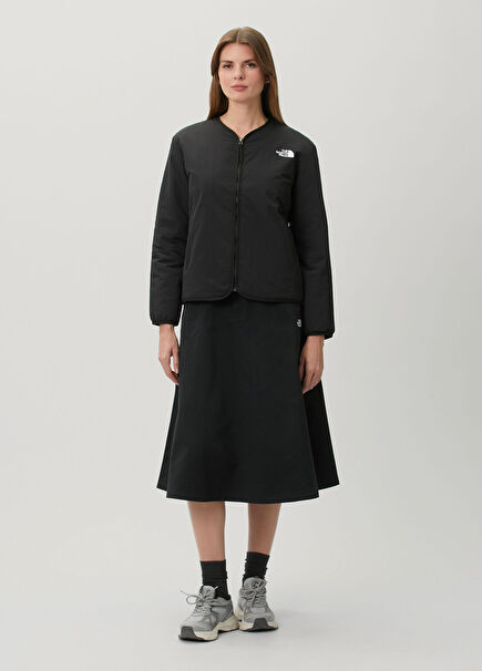 Black Midi Twill Skirt