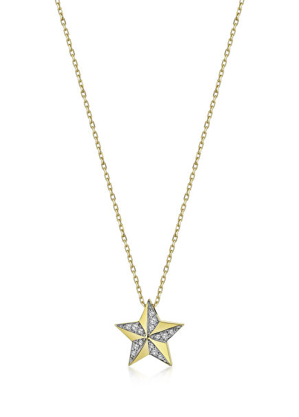14K Gold Women's Necklace with Starlight Star Diamonds