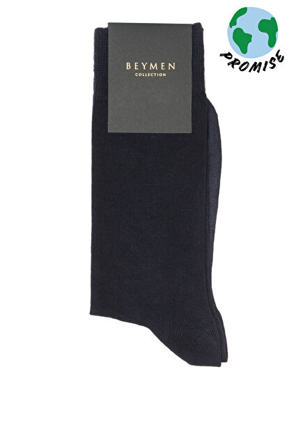 Lacivert Logo Jakarlı Erkek Bambu Çorap