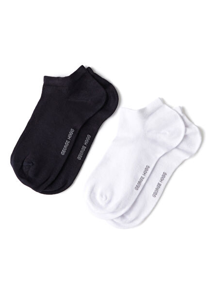 2Pcs White Navy Blue Men's Bamboo Socks Set