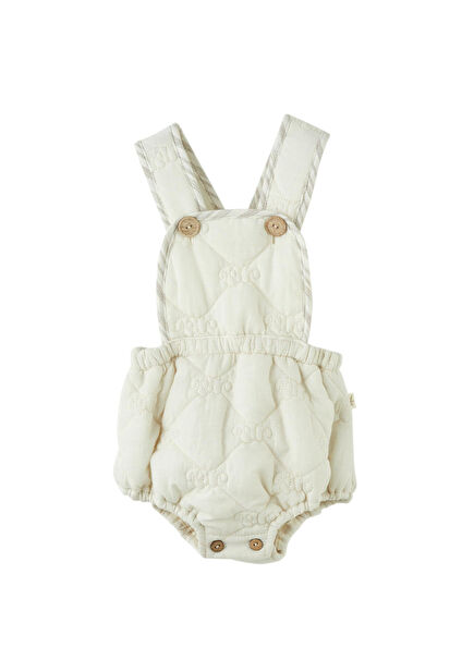 Ahşap Düğmeli Unisex Bebek Kapitone Salopet