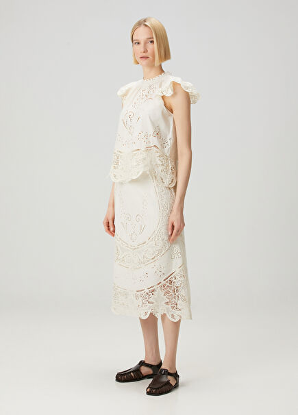 Gianna Bone Laced Midi Skirt
