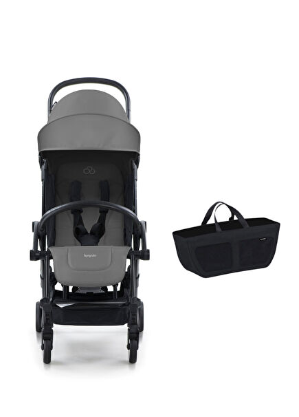 Connect 3 Black Grey Baby Stroller and Side Organizer Bag Set