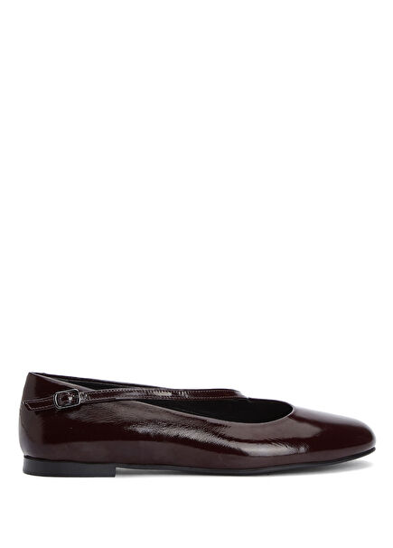 Burgundy Leather Ballet Flats with Straps