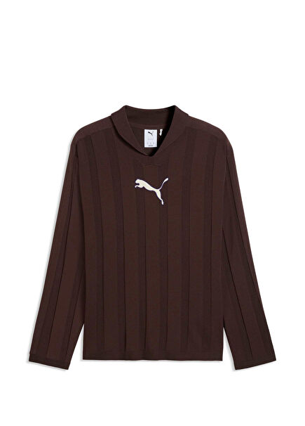 T7 Chocolate Brown Polo Yaka Uzun Kollu Erkek T-Shirt