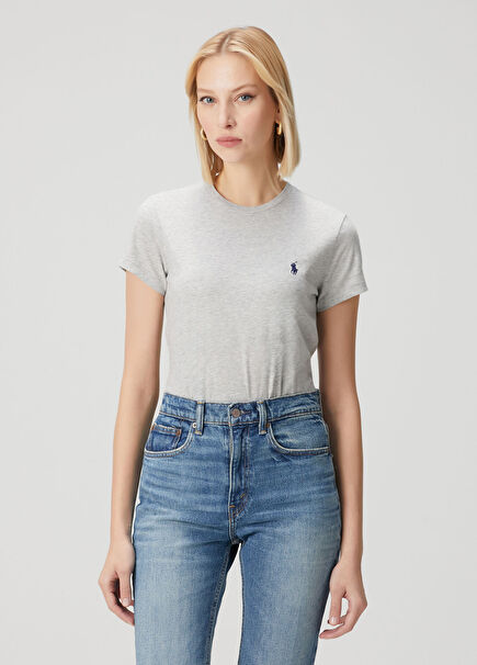 Light Grey Logo Detailed T-Shirt