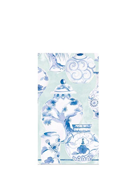 Glazed Porcelain Celadon Paper Linen Guest Towel Desenli 12'li Servis Peçetesi Seti