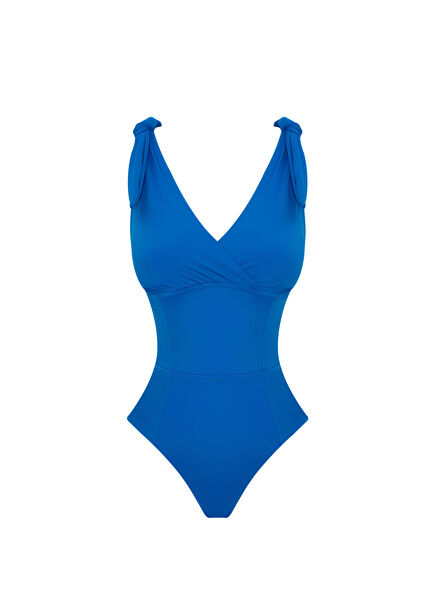 Eve Econyl V Neck Bow Blue Women's Swimsuit