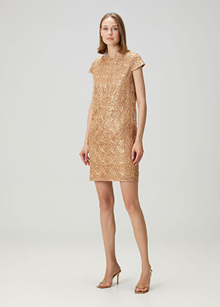 Lily Bakır Dantelli Mini Elbise