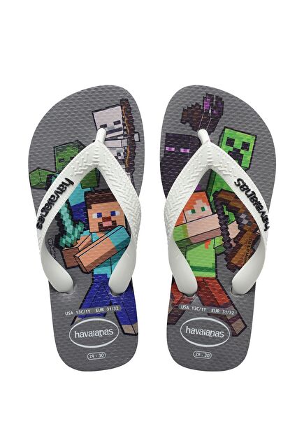 Minecraft Grey Kids Beach Slippers
