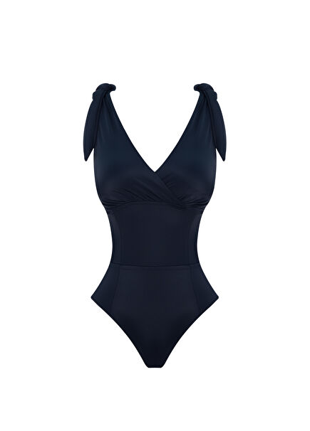 Eve Econyl V-neck Bow Navy Women's Swimsuit