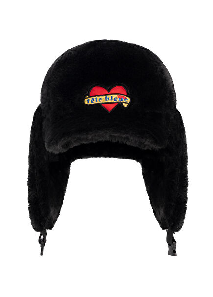 Leonie Black Faux-Fur Women's Aviator Hat